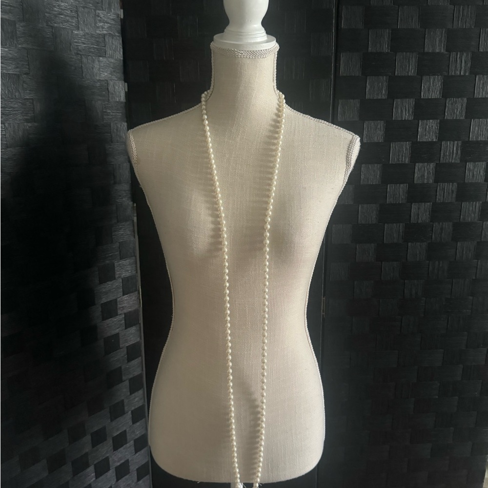 60” Glass Rope Pearls Vintage - Picture 2 of 2